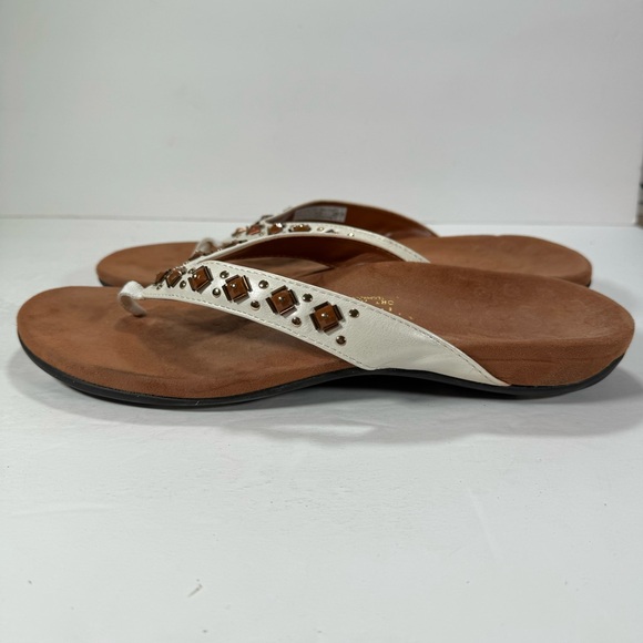 Vionic Floriana White Beaded Thong Comfort Flip Flop Sandals Women’s Size 12 - Picture 7 of 12